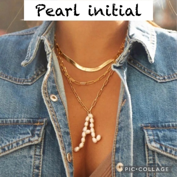 Cute!! Pearl Initial Necklace - Picture 1 of 5